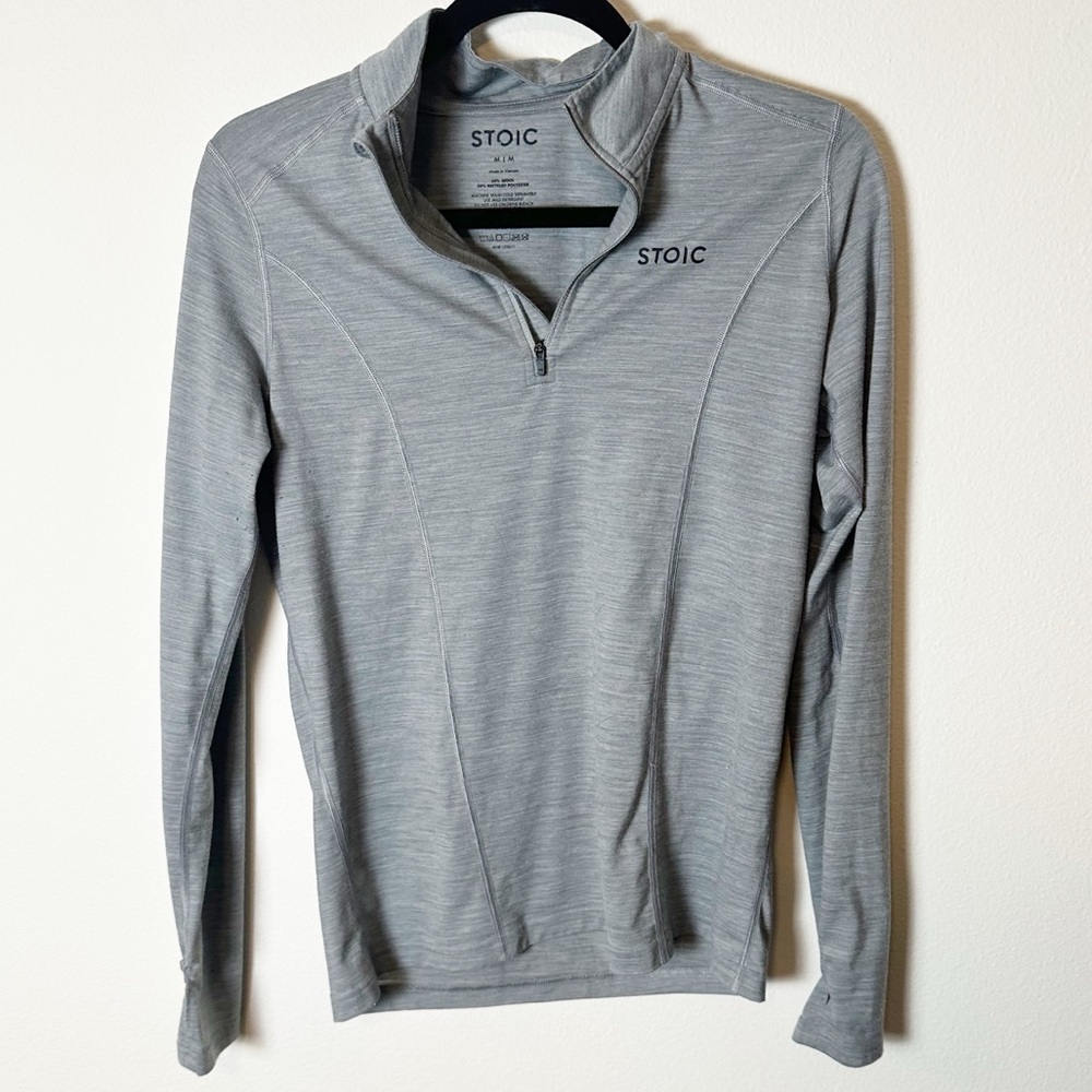 Stoic Merino Wool Quarter Zip Long Sleeve Grey Womens Medium